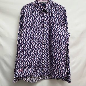 John Lennon Floral Button Down - XL stretch embroidered many details - Beatles